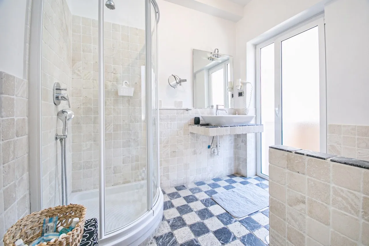Shower and French window