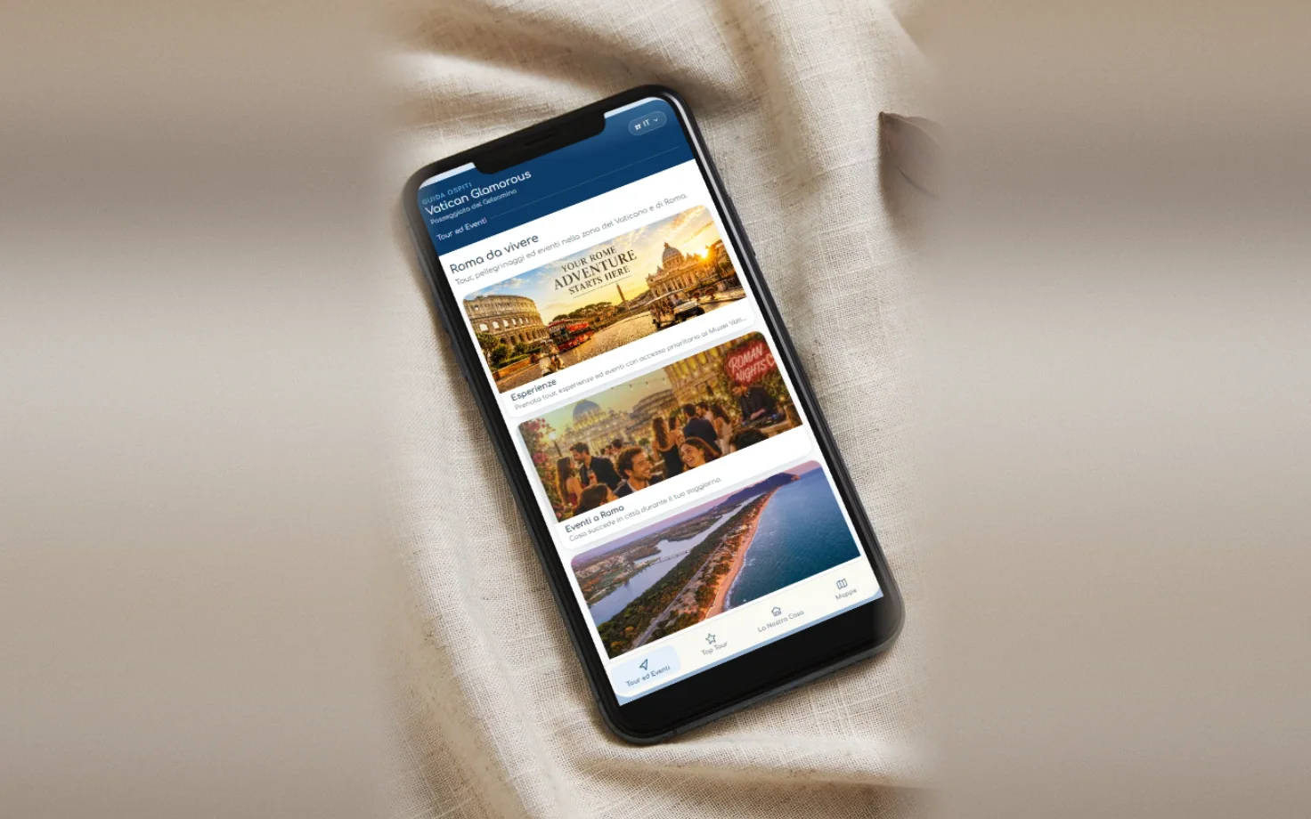The Vatican Glamorous guest guide on a smartphone