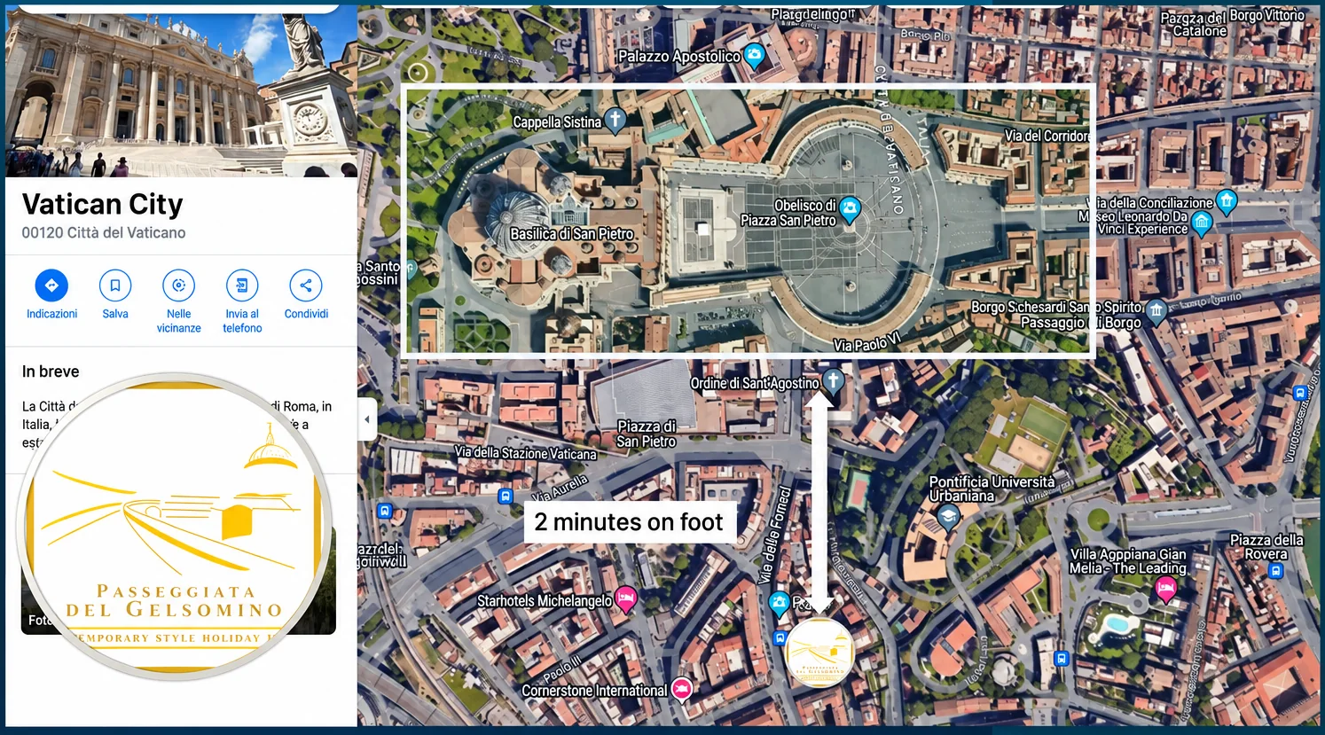 Map: St. Peter’s a few minutes’ walk from the apartment