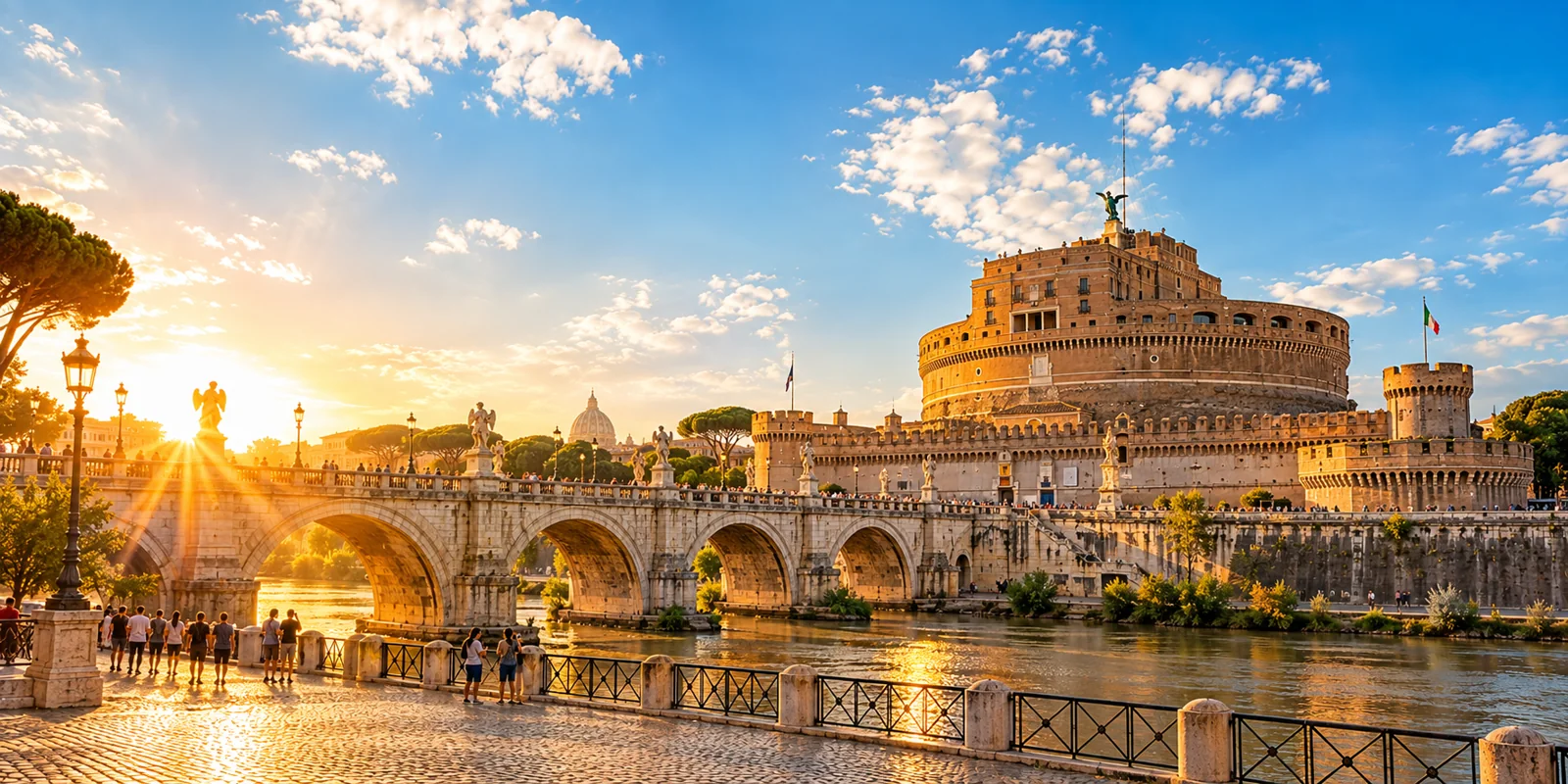Castel Sant’Angelo and Ponte Sant’Angelo at sunset